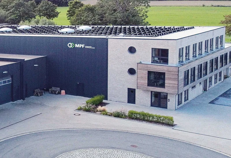 Luftaufnahme des MPF-Firmengeländes in Wees bei Flensburg